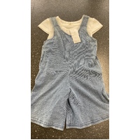 Elfindoll Baby Girl 100% Cotton Washed Stretch Denim Jumpsuit Size 90cm