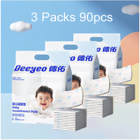 Deeyeo Silver Series Disposable Bed Urine Pads (Mats) Size L 3Packs 90pcs  (L30x3)