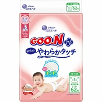 Goo.N Plus Nappies for Sensitive Skin Size S 62 Pack (4-8KG)