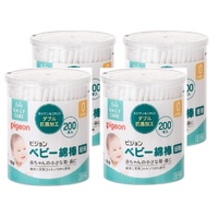 Pigeon Baby Cotton Swabs with Thin Shaft 4Packs (200pcs x4) 婴儿棉签