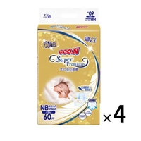 Goo.N Super Premium Nappies Newborn 1Carton 240pcs (NB60x4) Up to 5KG -大王光羽