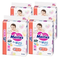 Merries Nappies Giant Pack Size M 4Packs 248pcs (M62x4) 6-11KG NEW VERSION