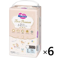Merries First Premium Nappy Pants Size L 6Packs 216pcs (L36x6) 9-14KG