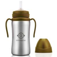 Grosmimi Stainless SUS304 Kids Insulated Straw Cup 300ml (10M+) - Gold Brown 保温吸管杯
