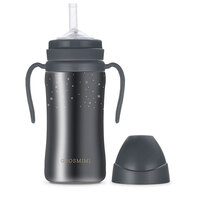 Grosmimi Dark Series Stainless SUS304 Kids Insulated Straw Cup 300ml (10m+)-Charcoal 保温吸管杯