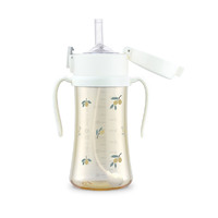 Grosmimi Olive Edition PPSU Straw Cup 300ml + Weighted Straw(6M+)  -White 橄榄系列
