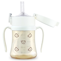 Grosmimi  Bear Edition PPSU Straw Cup +Weighted Straw 200ml (6M+) -White 小熊系列