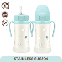 Grosmimi Sky Balloon Stainless Straw Cup 300ml -Creamy Blue 保温吸管杯
