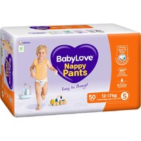 Babylove Nappy Pants Size 5 Walker Jumbo Pack 50PK (12-17KG) -Size XL