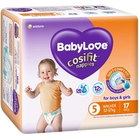 Babylove Cosifit Size 5 Walker Nappies 17PK (12-17KG) + Genki Nappies XL 2PK