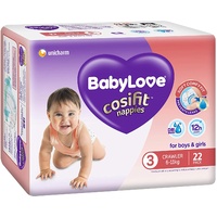 Babylove Cosifit Size 3 Crawler Nappies 22PK (6-11KG) + Genki Nappies 2PK