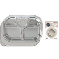 Grosmimi Stainless SUS304 Baby Food Tray with Lid (5 Compartment)+ Silicone Suction