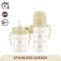 Grosmimi Bear Edition Stainless Insulated Straw Cup 200ml-300ml (10m+) 小熊保温吸管杯
