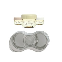 Grosmimi Stainless SUS304 Baby Food Tray with Lid (3 Compartment) + Bear Food Jar Set 150ml (3 Jars)
