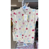 Nishimatsuya Girl Jinbei Kimono Onesie Size 70cm - 80cm (Yellow) 西松屋连体和服