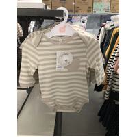 Nishimatsuya Organic Cotton Onesie Size 70cm (Beige Stripe) 有机棉连体衫