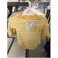 Nishimatsuya Organic Cotton Onesie Bodysuit Size 70-80cm (Yellow Stripe) 有机棉连体衫