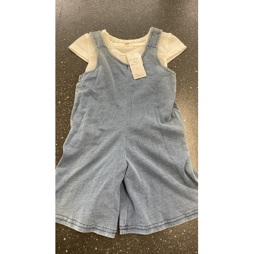 Elfindoll Baby Girl 100% Cotton Washed Stretch Denim Jumpsuit Size 80-90cm (水洗弹力牛仔连体裤)