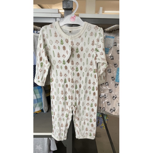 Nishimatsuya 100% Cotton Onesie Coverall Size 70-90cm (Leafs) 连体衫