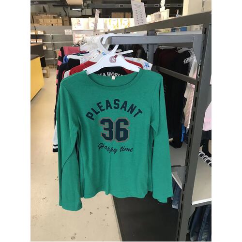 Long Sleeve Boy T Shirt Green Size 140-150cm (36) - Nishimatsuya 西松屋