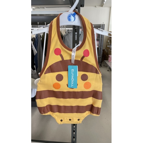 Elfindoll Japan 100% Cotton Baby Summer Onesie Size 70-80cm (Bee) 西松屋连体衣