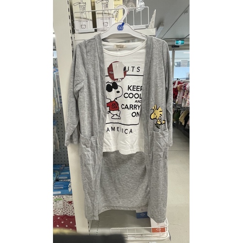 Peanuts Japan Girl Long Sleeve Top + Long Cardigan Set Size 130-150cm