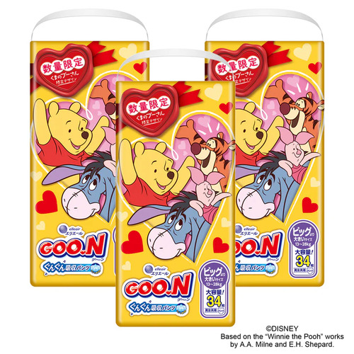Goo.N Disney Pants Jumbo Pack Size XXL 1Carton 102pcs (XXL34x3) 13-25KG 大王迪士尼