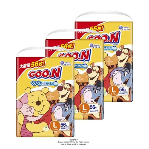 Goo.N Disney Pants Jumbo Pack Size L 1Carton 168pcs (L56x3) 9-14KG 大王迪士尼 