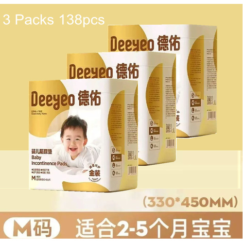 Deeyeo Gold Series Disposable Bed Urine Pads (Mats) Size M 3Packs 138pcs (M46x3)