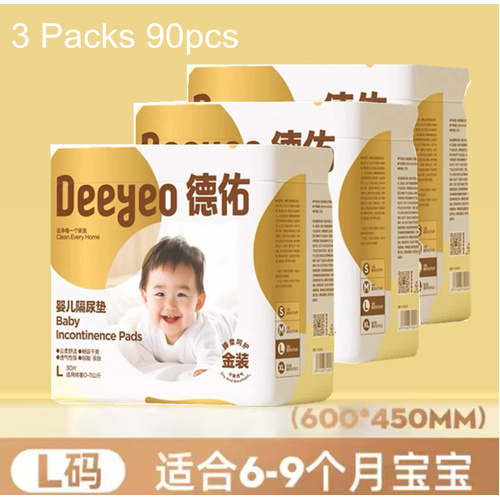 Deeyeo Gold Series Disposable Bed Urine Pads (Mats) Size L 3Packs 90pcs (L30x3)  