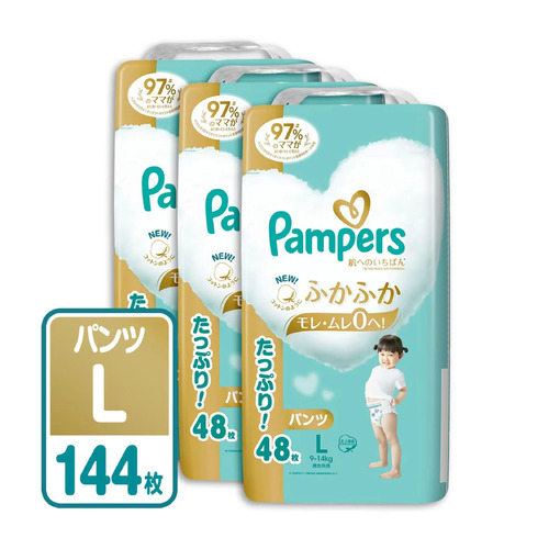 Pampers Premium Nappy Pants Size L 1Carton 144pcs (L48x3) 9-14KG 