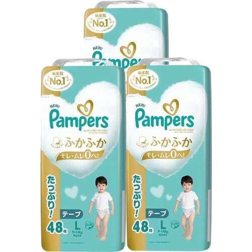 Pampers Premium Nappies Size L 1Carton 144pcs  (L48x3) 9-14KG 一级帮 白金帮