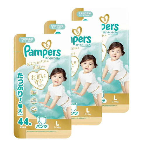 Pampers Premium Nappy Pants Size L 1Carton 132pcs (L44x3) 9-14KG NEW VERSION