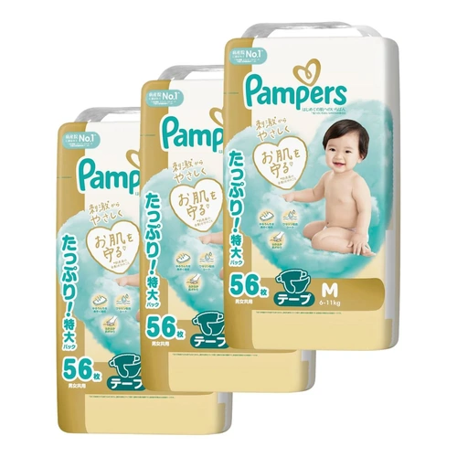 Pampers Premium Nappies Size M 3Packs 168pcs (M56x3) 6-11kg NEW VERSION