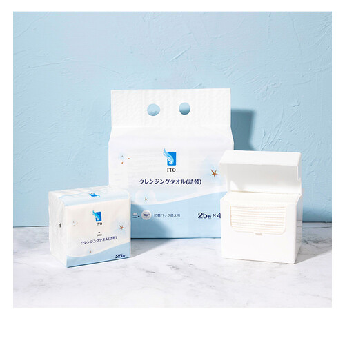 Ito Cotton Facial Towels (Tissues) Disposable 25-Sheet Reusable Box 洗脸巾