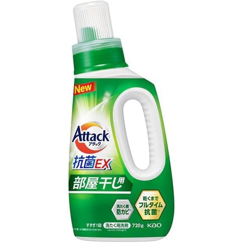 Attack Antibacterial EX & Powerful Deodorizing Laundry Detergent Liquid for Indoor 720g