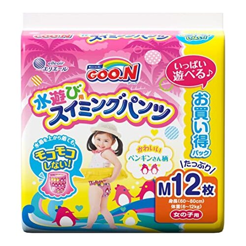 Goo.N Baby Swim Pants Size M 12PK (6-11KG) -Girl