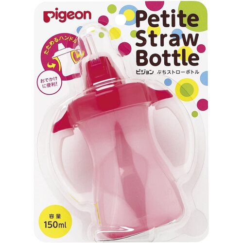 Pigeon Petit Straw Bottle 150ml BPA Free for Baby 9m+ (Strawberry Pink) 