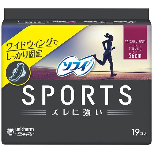 Unicharm Sofy Sports Day Pads With Wings 26cm 19pcs