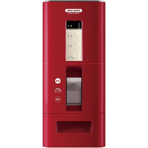 ASVEL Unix S Measure Rice Container with Dispenser 12kg (Red) 计量米箱