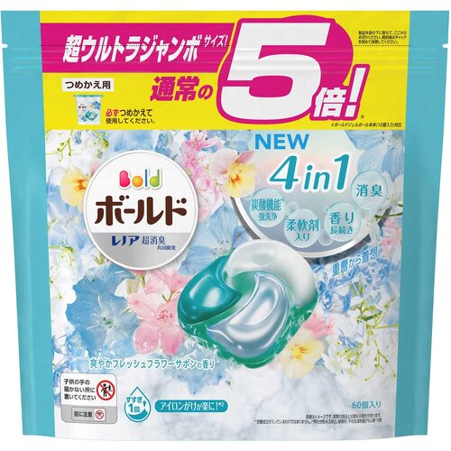 P&G Bold 4D Laundry Detergent Gel Capsules Flowral Fresh 60PK (Sky Blue)