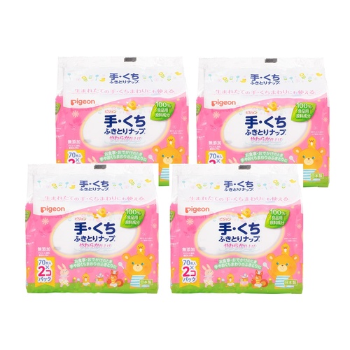 Pigeon Baby Hand & Mouth Wipe 4Packs 560pcs (70x2)x4