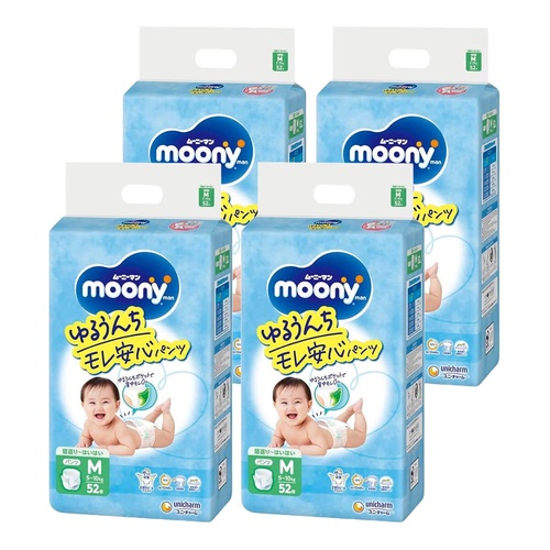 Moony Nappy Pants Size M 4Packs  208pcs (M52x4) 5-10kg 