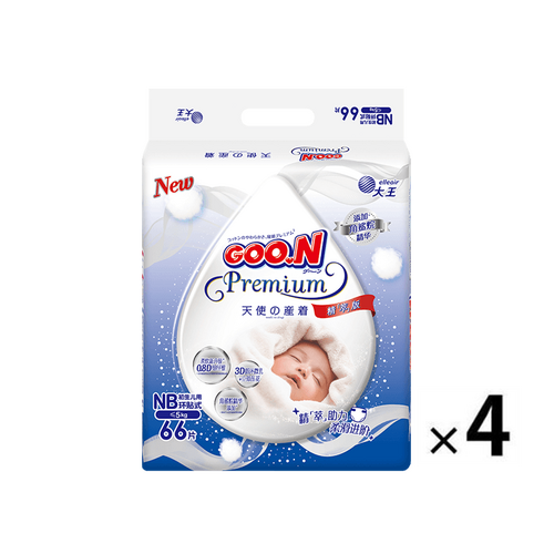 Goo.N Premium Nappies Angel Newborn 1Carton 264pcs (NB66x4) Up to 5KG - NEW VERSION 大王天使