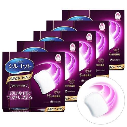 Unicharm Premium Silcot Silky Facial Cotton Pads 5Packs 160 Sheets (32x5)