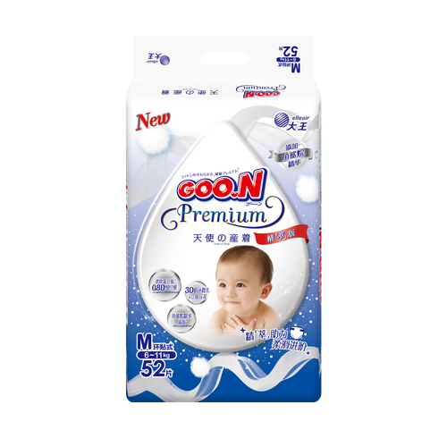 Goo.N Premium Nappies Angel Size M 52PK (6-11KG) - NEW VERSION 大王天使新版