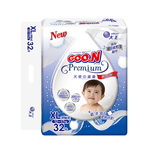 Goo.N Premium Nappies Angel Size XL 32PK  (12-17KG) - NEW VERSION 大王天使新版