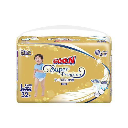 Goo.N Super Premium Pants Size L 32PK (9-14KG) 大王光羽