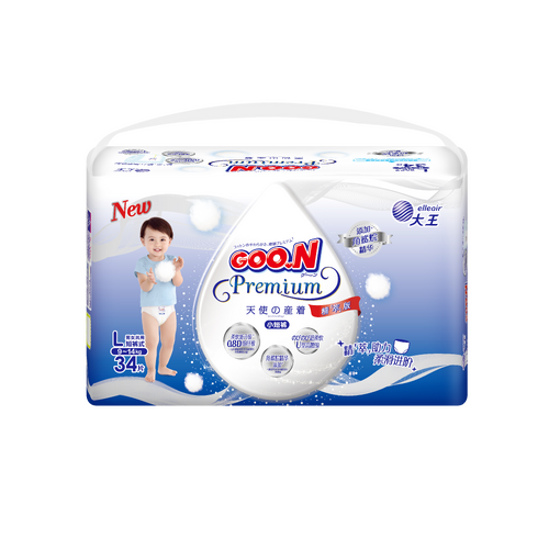 Goo.N Premium Pants Angel Size L 34PK (9-14KG) - NEW VERSION  大王天使新版