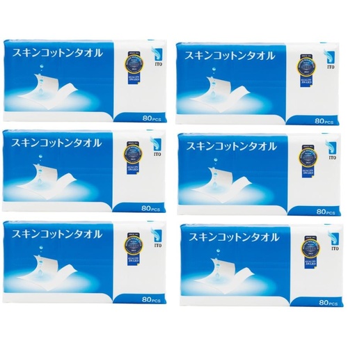 ITO Cotton Makeup Remover Dry Wipes & Facial Towels (Splittable) 6Packs 480 Sheets (80x6) 